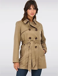 Classic Double-Breasted Short Trench Coat with Removable Belt by ONLY
