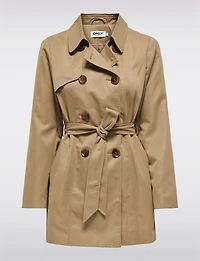 Classic Double-Breasted Short Trench Coat with Removable Belt by ONLY