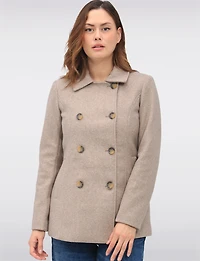 Double-Breasted Twill Short Classic Peacoat by Only