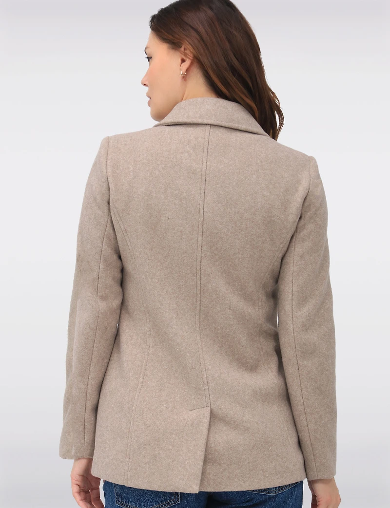 Double-Breasted Twill Short Classic Peacoat by Only