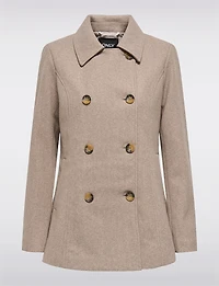 Double-Breasted Twill Short Classic Peacoat by Only