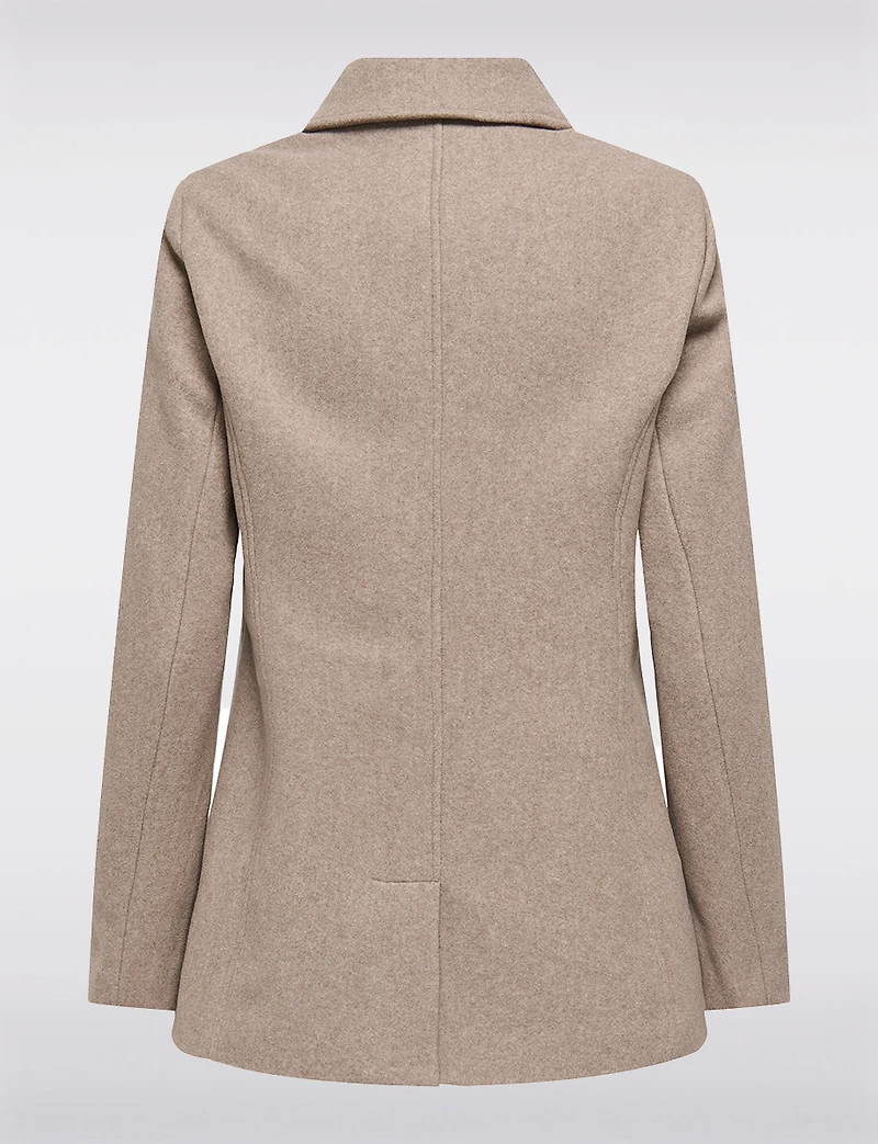 Double-Breasted Twill Short Classic Peacoat by Only