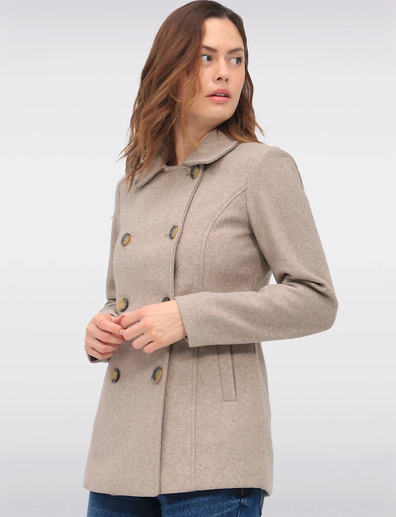 Double-Breasted Twill Short Classic Peacoat by Only