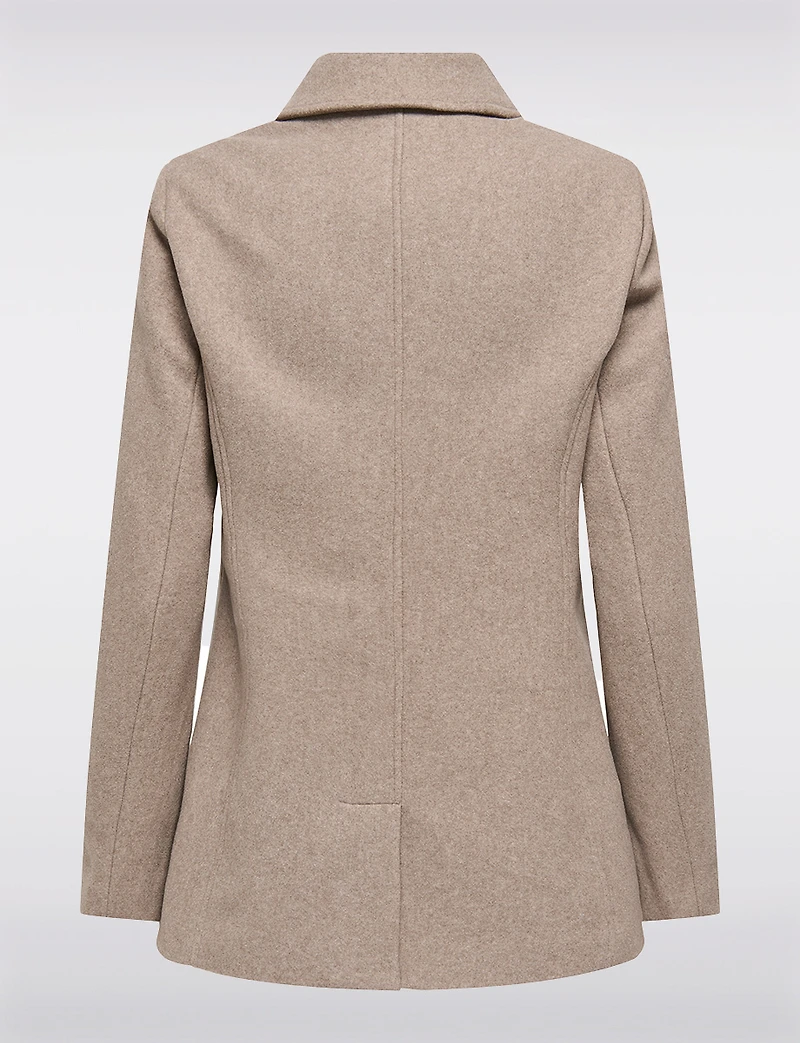 Double-Breasted Twill Short Classic Peacoat by Only