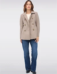 Double-Breasted Twill Short Classic Peacoat by Only