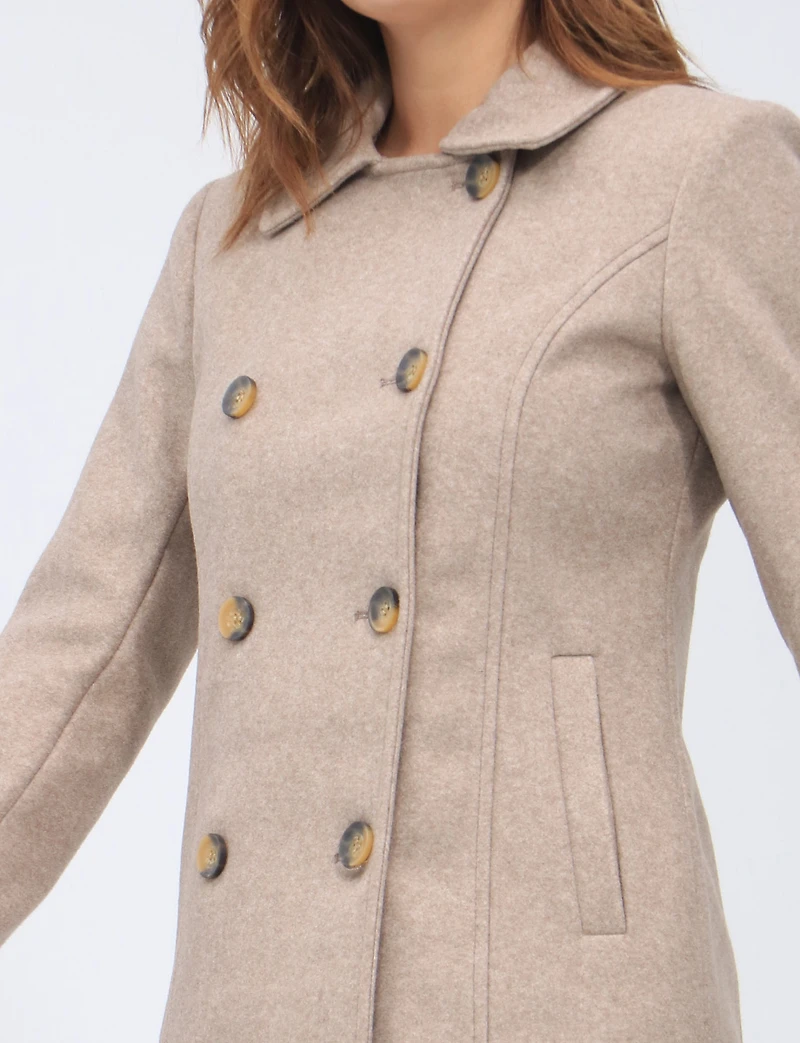 Double-Breasted Twill Short Classic Peacoat by Only