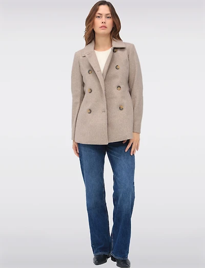 Double-Breasted Twill Short Classic Peacoat by Only