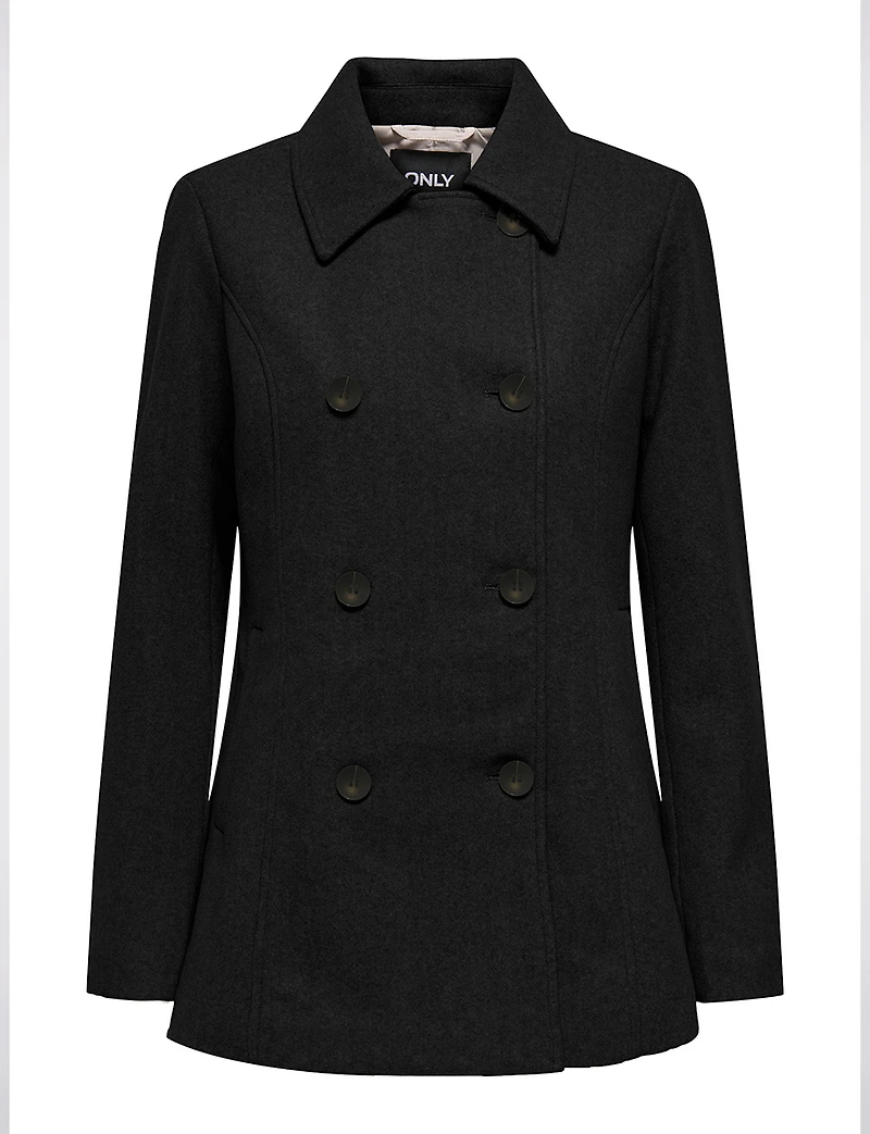 Double-Breasted Twill Short Classic Peacoat by Only