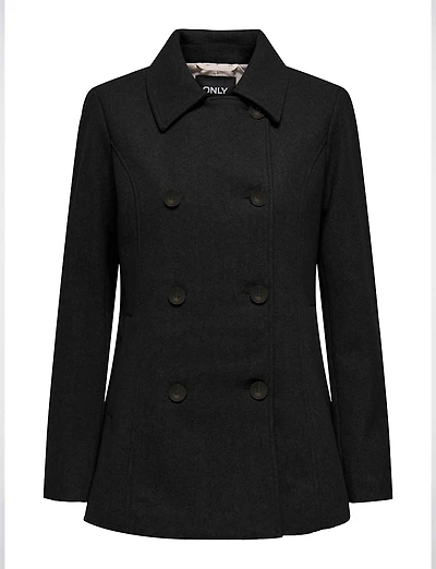 Double-Breasted Twill Short Classic Peacoat by Only