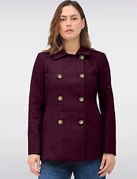 Double-Breasted Twill Short Classic Peacoat by Only