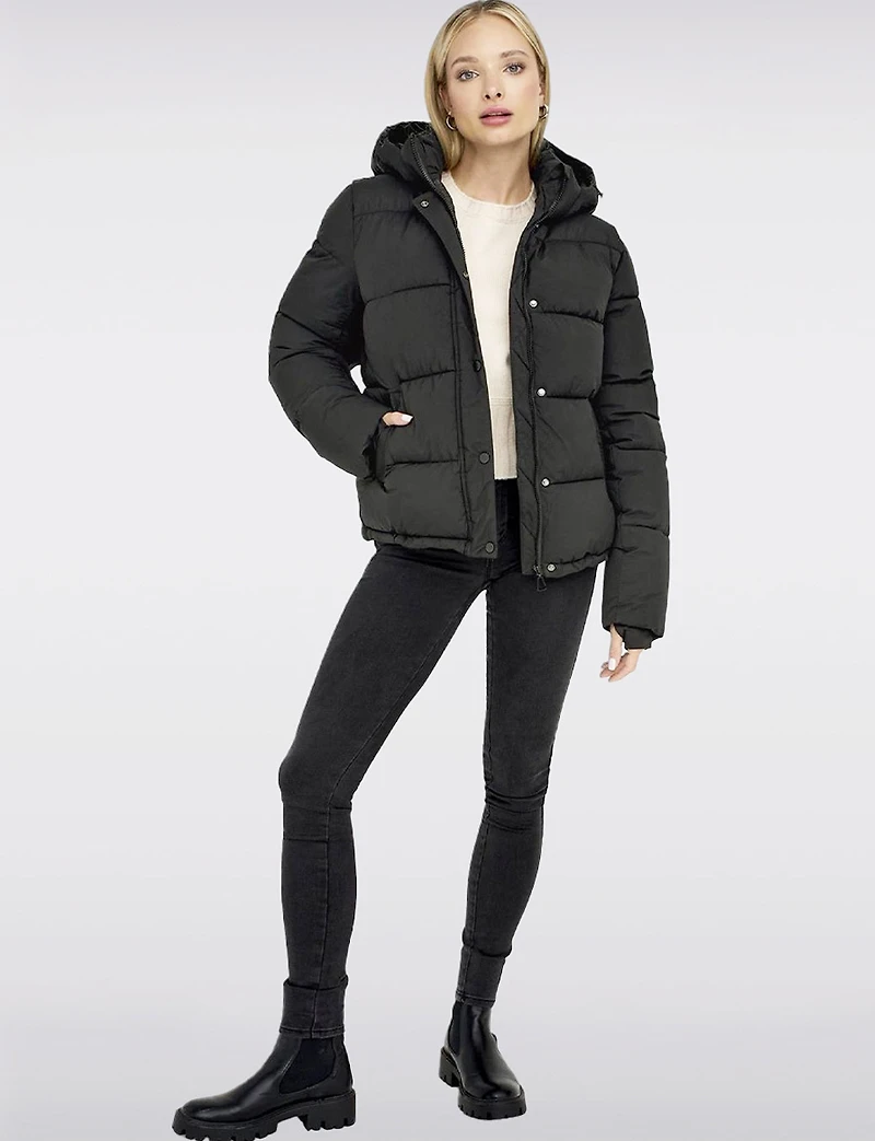 Arctic Slim Featherless Down Puffer Jacket with Removable Hood by Only