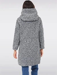 Button-up Long Relaxed Fit Hooded Bouclé Cardigan with Pockets by Froccella