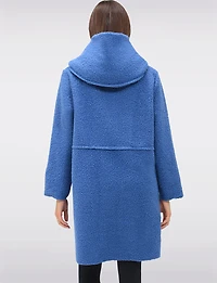 Button-up Long Relaxed Fit Hooded Bouclé Cardigan with Pockets by Froccella