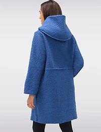 Button-up Long Relaxed Fit Hooded Bouclé Cardigan with Pockets by Froccella