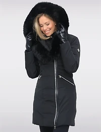 Brigitte Vegan Polyloft® Jacket with Large Faux Fur Trim Hood and Bib by Snoboll