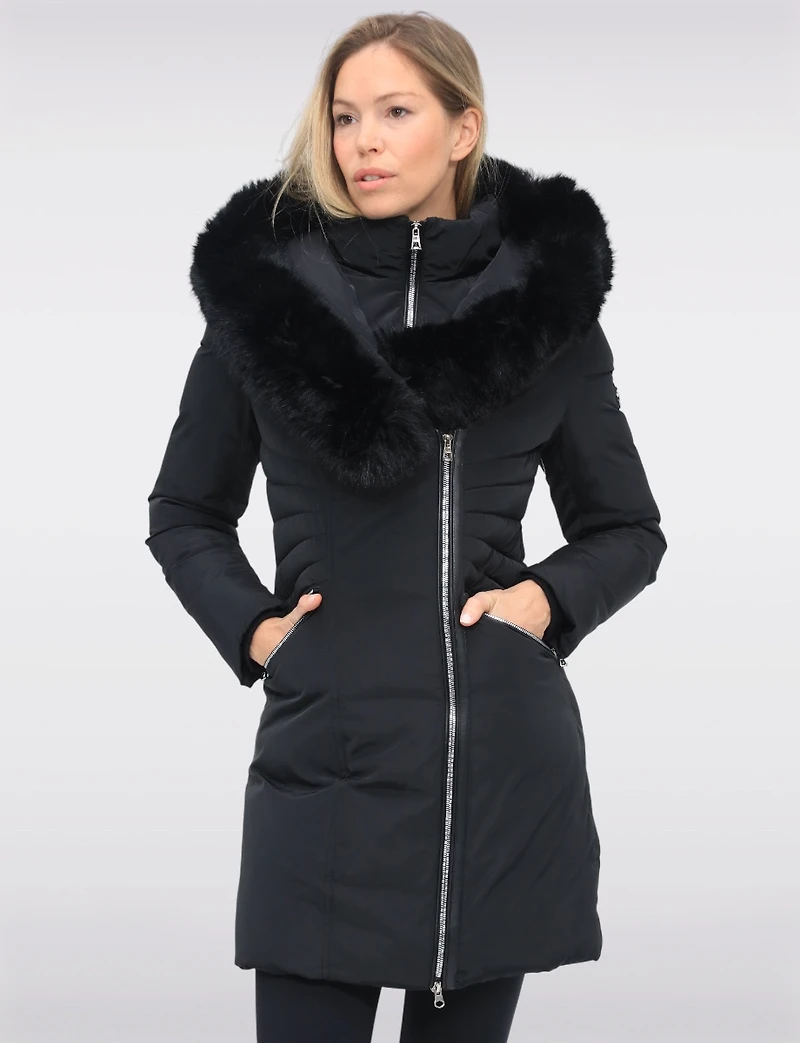 Brigitte Vegan Polyloft® Jacket with Large Faux Fur Trim Hood and Bib by Snoboll