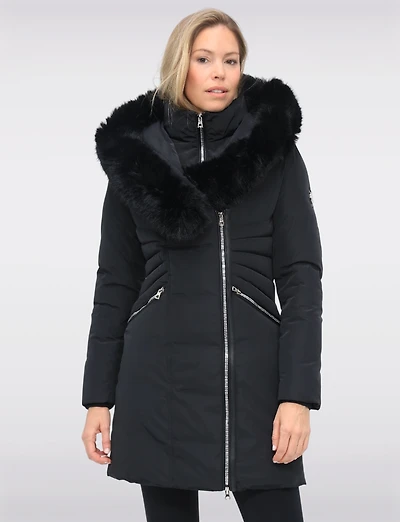 Brigitte Vegan Polyloft® Jacket with Large Faux Fur Trim Hood and Bib by Snoboll