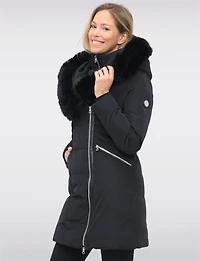 Brigitte Vegan Polyloft® Jacket with Large Faux Fur Trim Hood and Bib by Snoboll