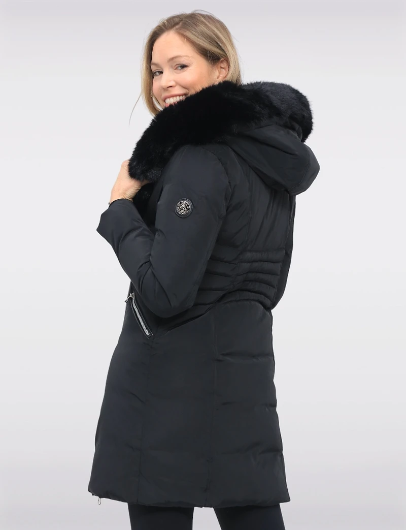 Brigitte Vegan Polyloft® Jacket with Large Faux Fur Trim Hood and Bib by Snoboll