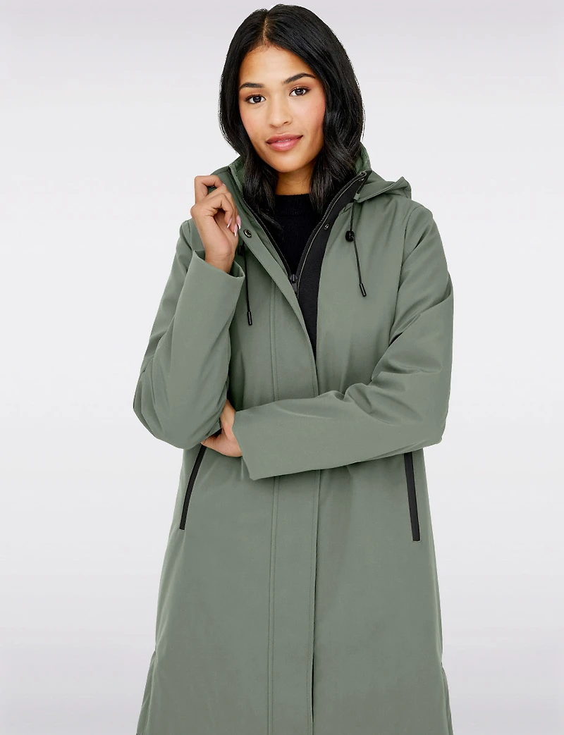 Sleek Water and Wind Resistant Oversized Parka Coat with Detachable Hood by Only