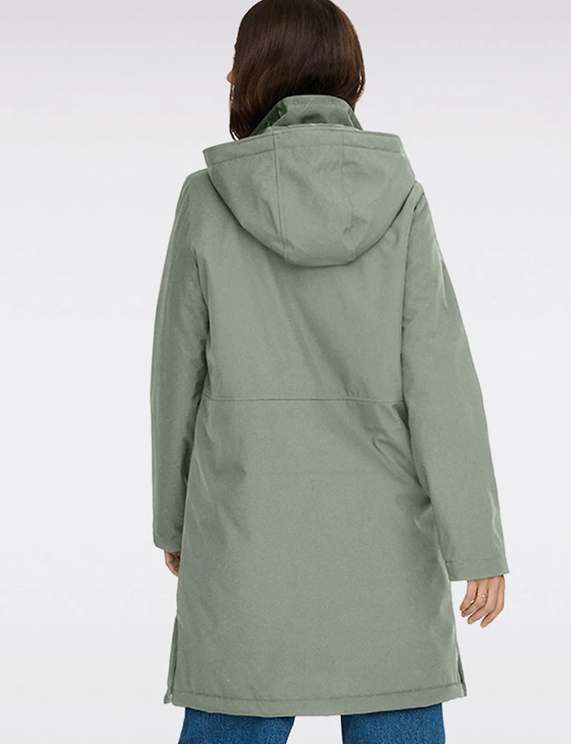 Sleek Water and Wind Resistant Oversized Parka Coat with Detachable Hood by Only