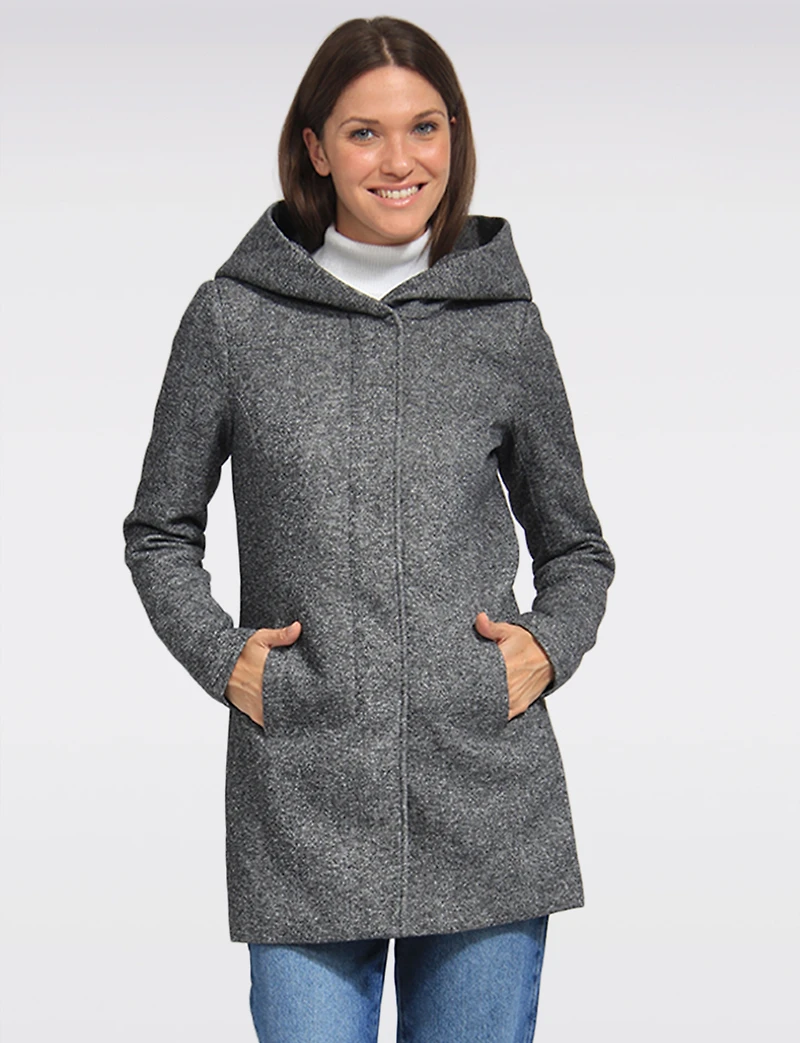 Straight Fit Hooded Zip-Front Jacket- Recycled Lightweight Design by Only