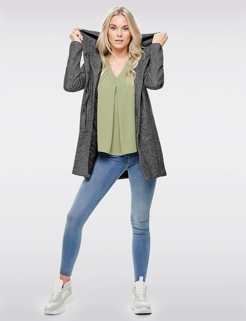 Straight Fit Hooded Zip-Front Jacket- Recycled Lightweight Design by Only