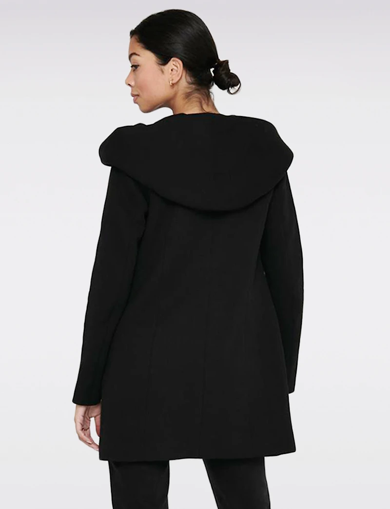 Straight Cut Hooded Zip-Front Coat - Light Heathered Design by Only