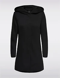 Straight Cut Hooded Zip-Front Coat - Light Heathered Design by Only