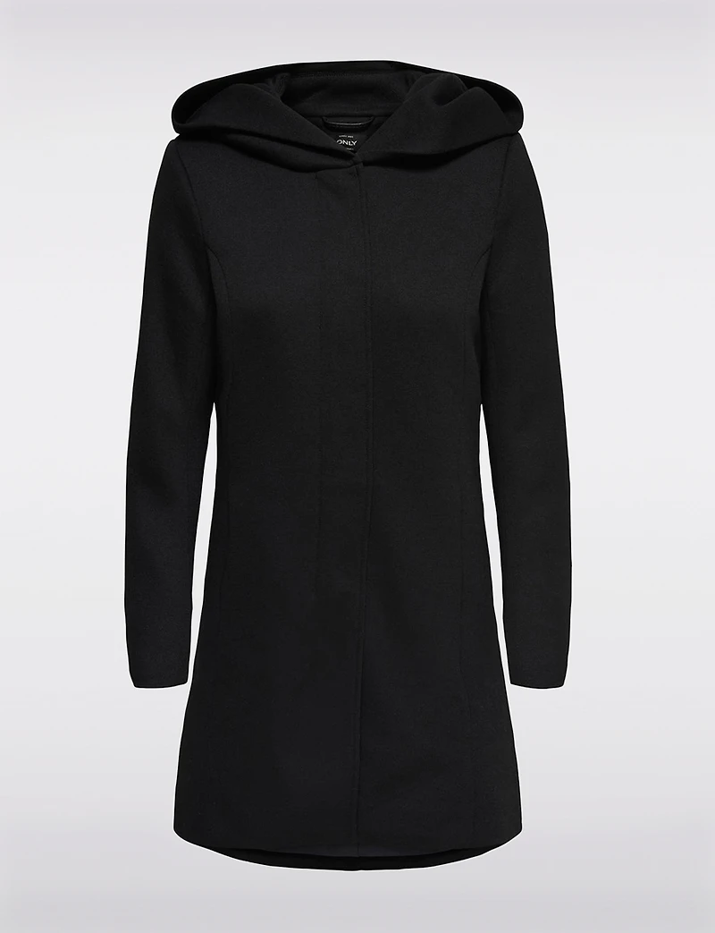 Straight Cut Hooded Zip-Front Coat - Light Heathered Design by Only