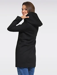 Straight Cut Hooded Zip-Front Coat - Light Heathered Design by Only