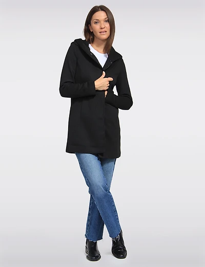 Straight Cut Hooded Zip-Front Coat - Light Heathered Design by Only