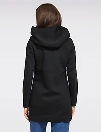Straight Cut Hooded Zip-Front Coat - Light Heathered Design by Only