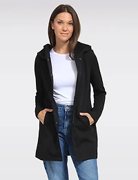 Straight Cut Hooded Zip-Front Coat - Light Heathered Design by Only