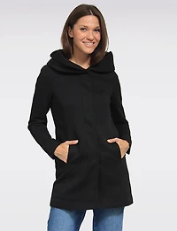 Straight Cut Hooded Zip-Front Coat - Light Heathered Design by Only