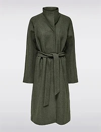 Chic Slim Fit High Neck Wool Blend Coat with Adjustable Belt by Only