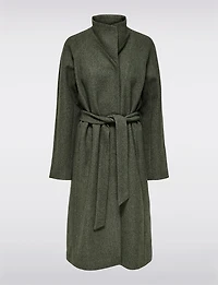 Chic Slim Fit High Neck Wool Blend Coat with Adjustable Belt by Only