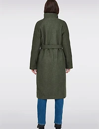 Chic Slim Fit High Neck Wool Blend Coat with Adjustable Belt by Only