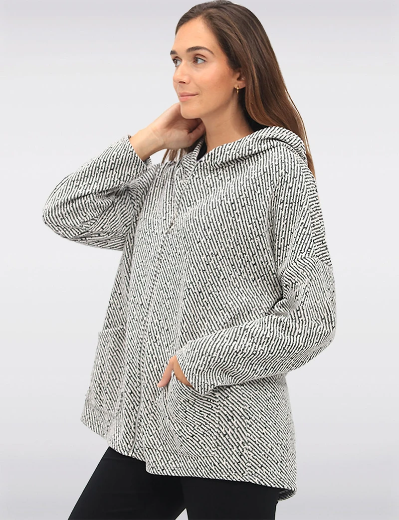 Versatile Zip-Front Soft Chenille Hoodie with Patch Pockets by Froccella