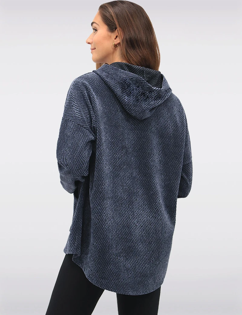 Versatile Zip-Front Soft Chenille Hoodie with Patch Pockets by Froccella
