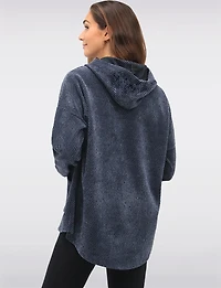 Versatile Zip-Front Soft Chenille Hoodie with Patch Pockets by Froccella