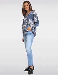 Soft Printed Wool-Blend V-Neck Knit Top with Dolman Sleeves by Froccella