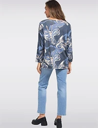 Soft Printed Wool-Blend V-Neck Knit Top with Dolman Sleeves by Froccella