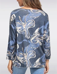 Soft Printed Wool-Blend V-Neck Knit Top with Dolman Sleeves by Froccella