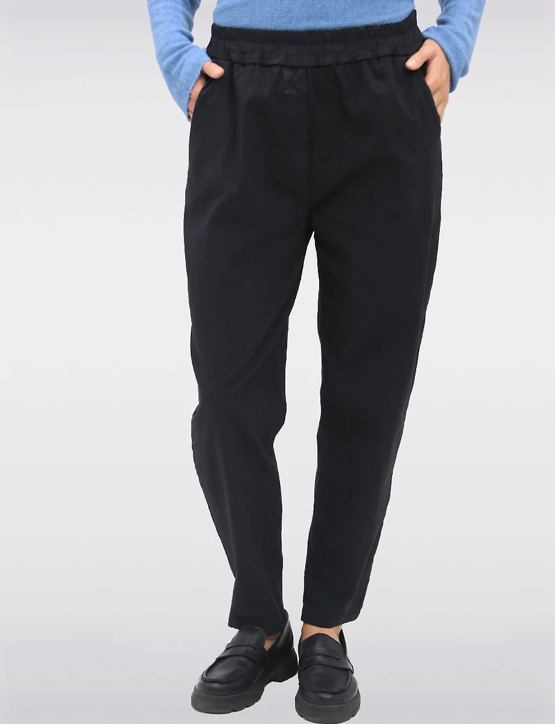 Casual 4-Pocket Relaxed-Fit Stretch Pants with Elastic Waistband by Froccella