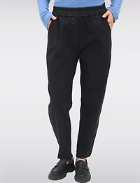 Casual 4-Pocket Relaxed-Fit Stretch Pants with Elastic Waistband by Froccella