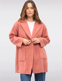 Single-Breasted Notch Collar Boucle Coat with Patch Pockets by Froccella