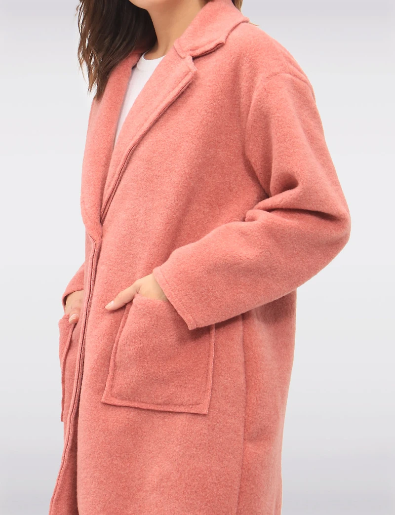 Single-Breasted Notch Collar Boucle Coat with Patch Pockets by Froccella