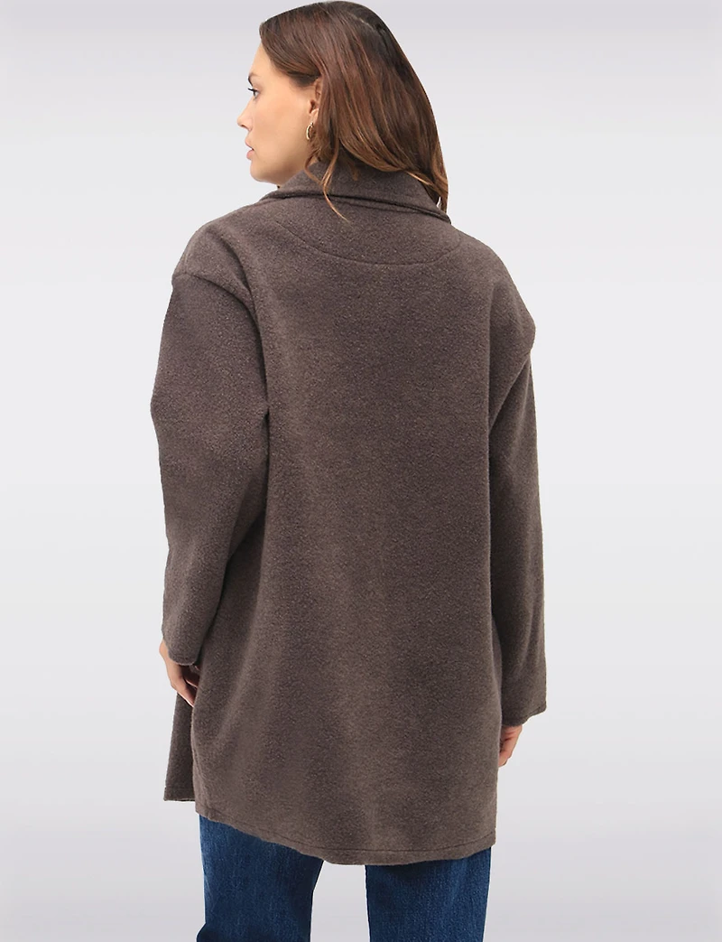 Single-Breasted Notch Collar Boucle Coat with Patch Pockets by Froccella