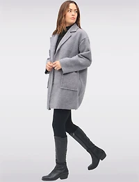 Single-Breasted Notch Collar Boucle Coat with Patch Pockets by Froccella